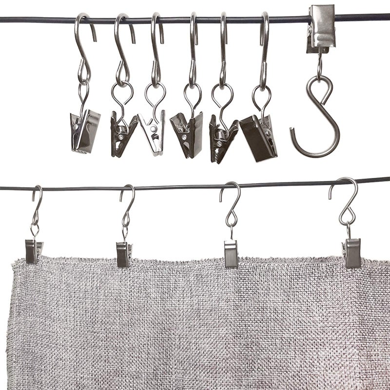 AMZSEVEN Stainless Steel S Hooks Curtain Clips, 50 Pack Hanging Party Lights Clips, Hangers Gutter Photo, Art Craft Display, 2.4 Inch Long, Silver - Image 5